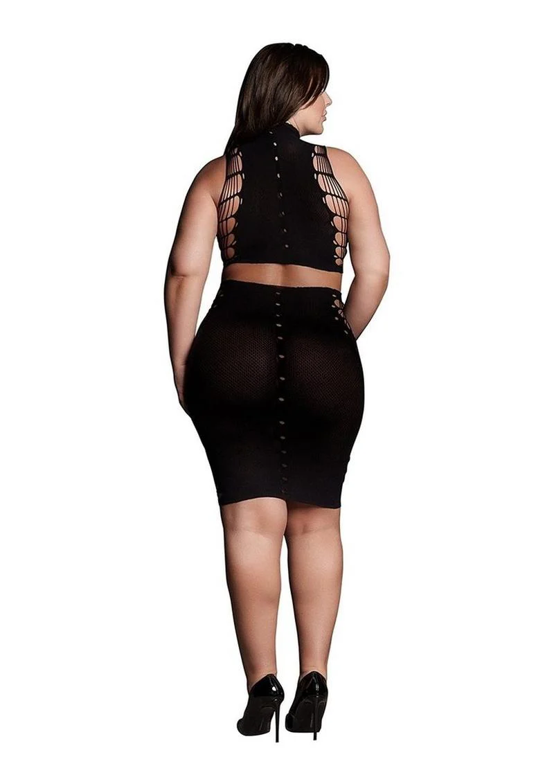 Le Desir Shade Kala Xxxvii Two Piece with Turtleneck, Crop Top and Skirt - Image 7