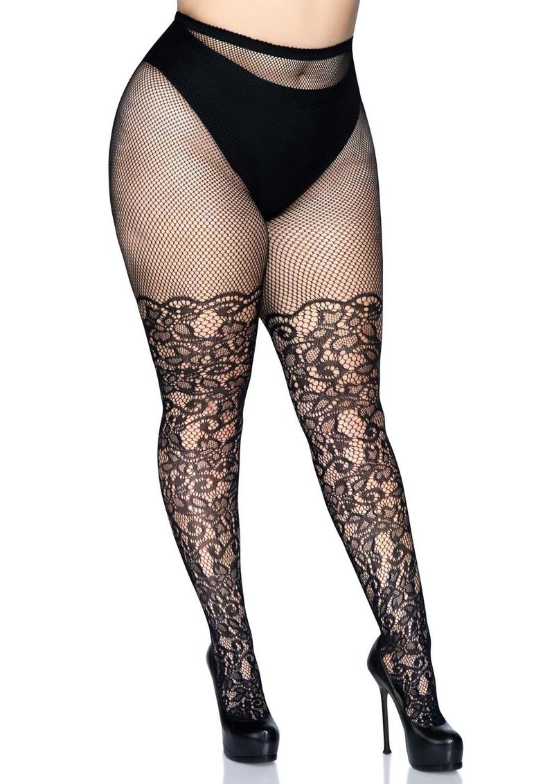 Leg Avenue Floral Vine Net Tights - Plus - Image 3