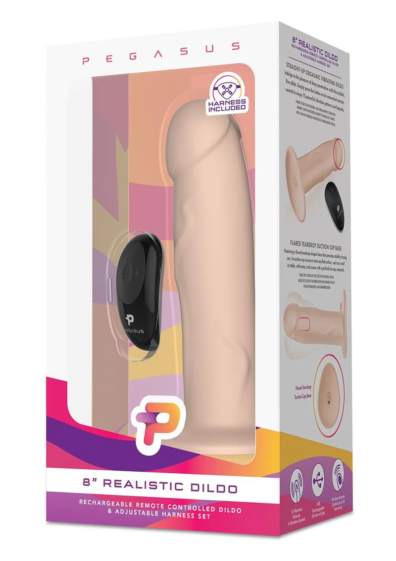 Pegasus Realistic Silicone Rechargeable Dildo with Remote Control and Adjustable Harness - Image 6